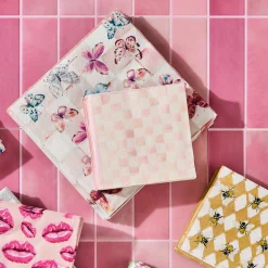 Rosy Check Cocktail Paper Napkins