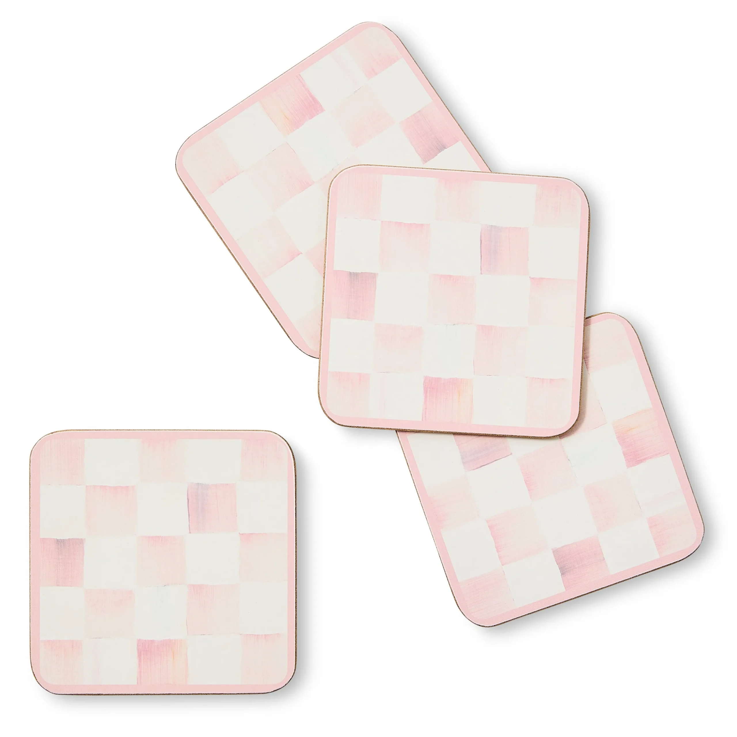 Rosy Check Cork Back Coasters, Set of 4