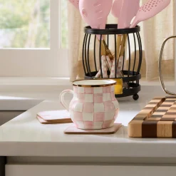 Rosy Check Cork Back Coasters, Set of 4