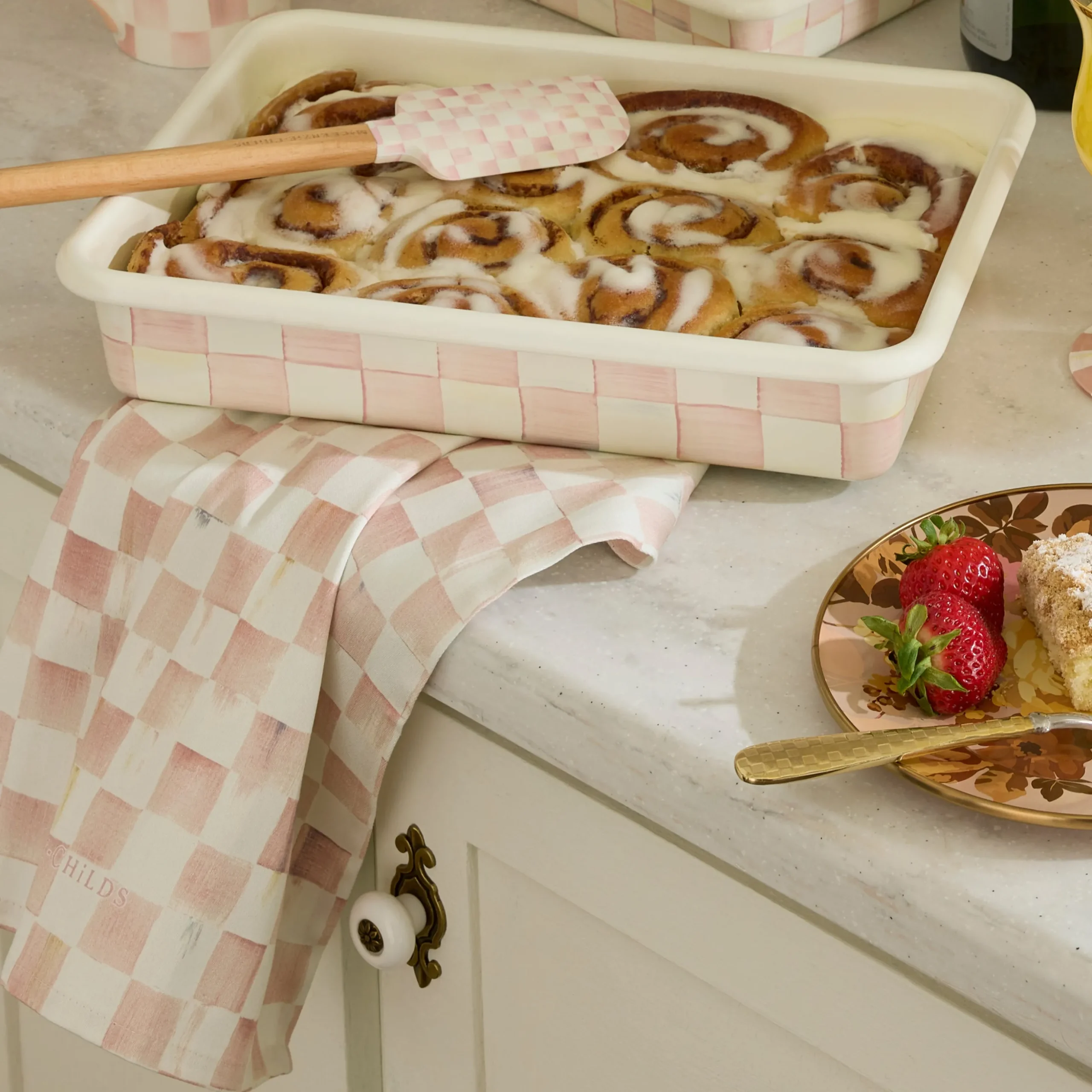 Rosy Check Dish Towel