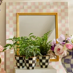 Rosy Check Enamel Wall Mirror