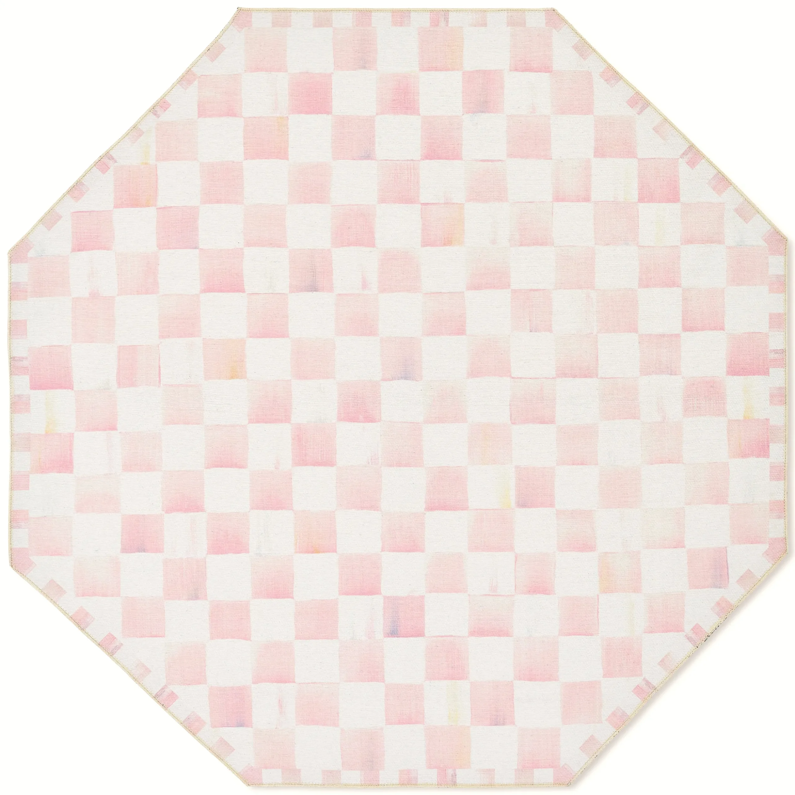 Rosy Checkered 6' Octagon Washable Rug