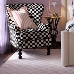 Rosy Checkered 8' x 10' Washable Rug