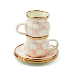 Rosy Check Espresso Cup & Saucer Set