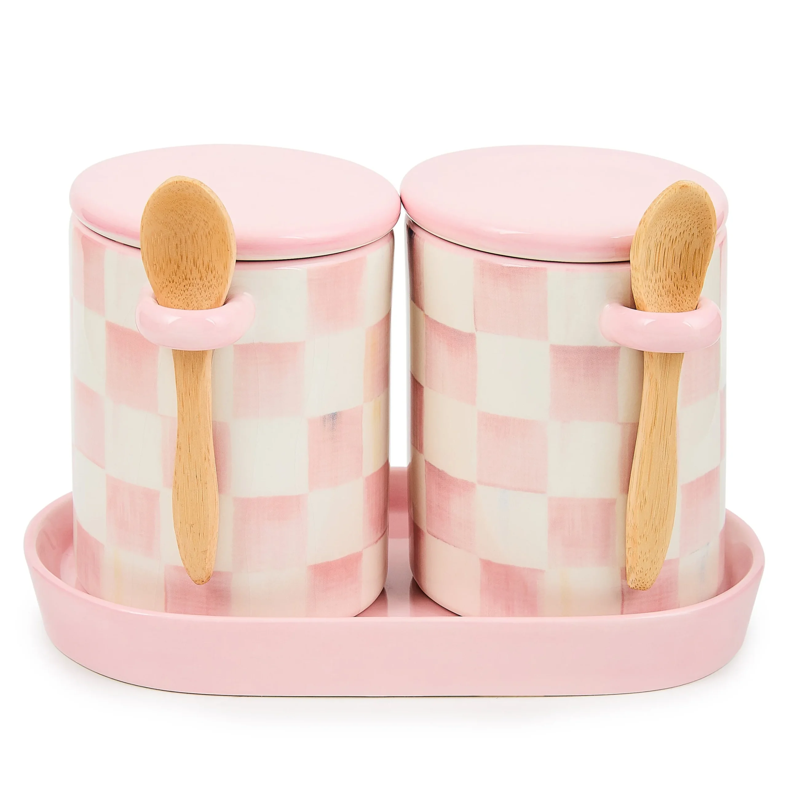 Rosy Check Farmhouse Canisters, Set of 2