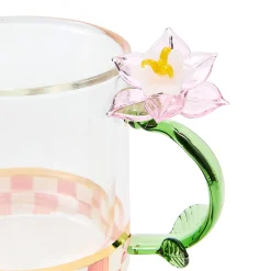 Rosy Check Flower Glass Mug