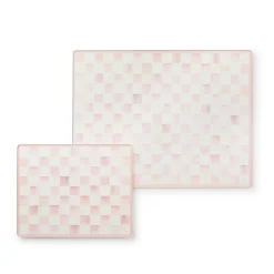 Rosy Check Glass Cutting Boards, Set of 2