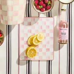 Rosy Check Glass Cutting Boards, Set of 2