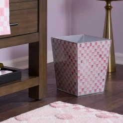 Rosy Check Glass Waste Bin