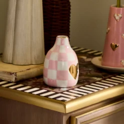 Rosy Check Heart Bud Vase
