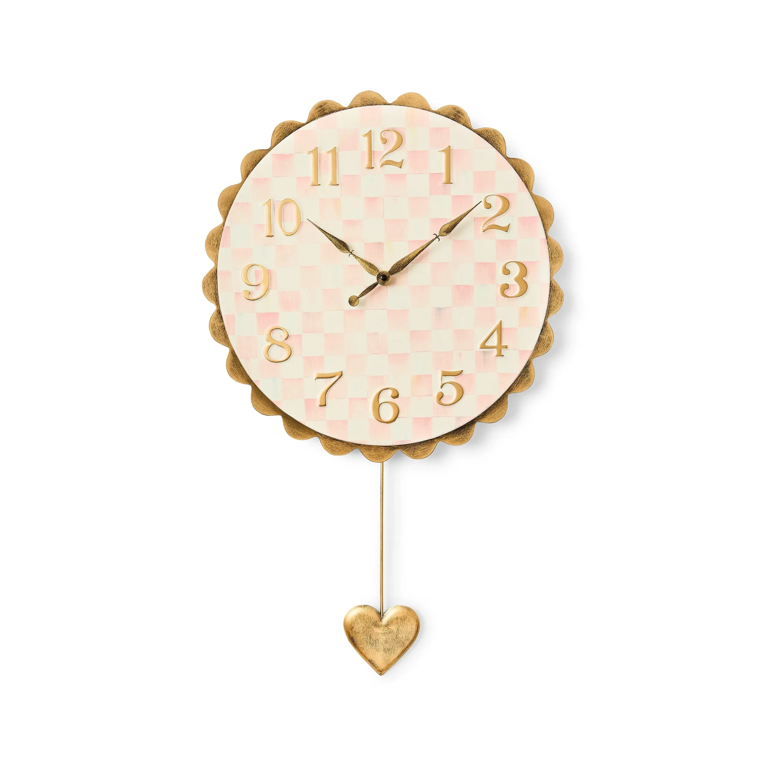 Rosy Check Heart Pendant Clock