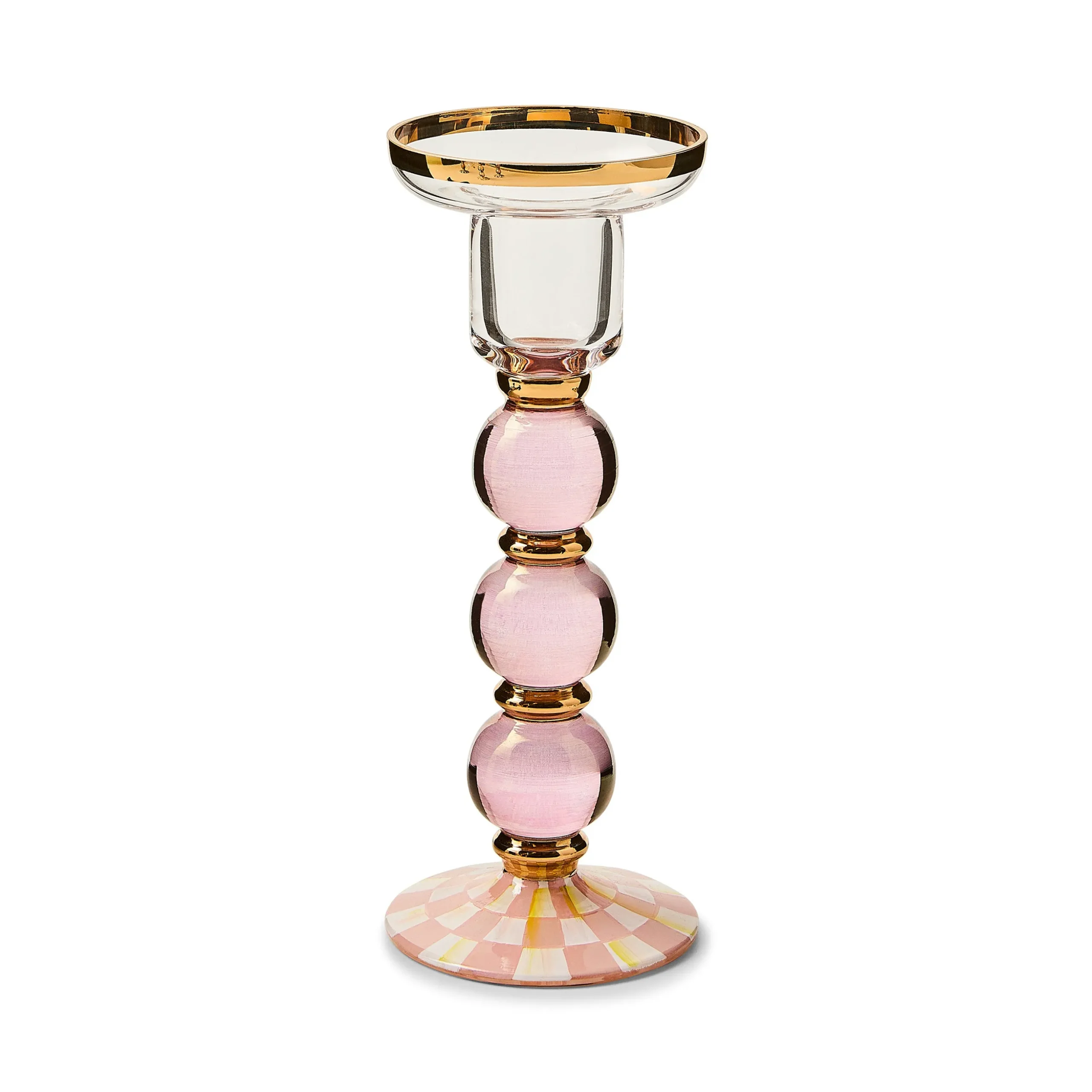 Rosy Check Large Glass Candlestick