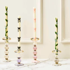 Rosy Check Large Glass Candlestick
