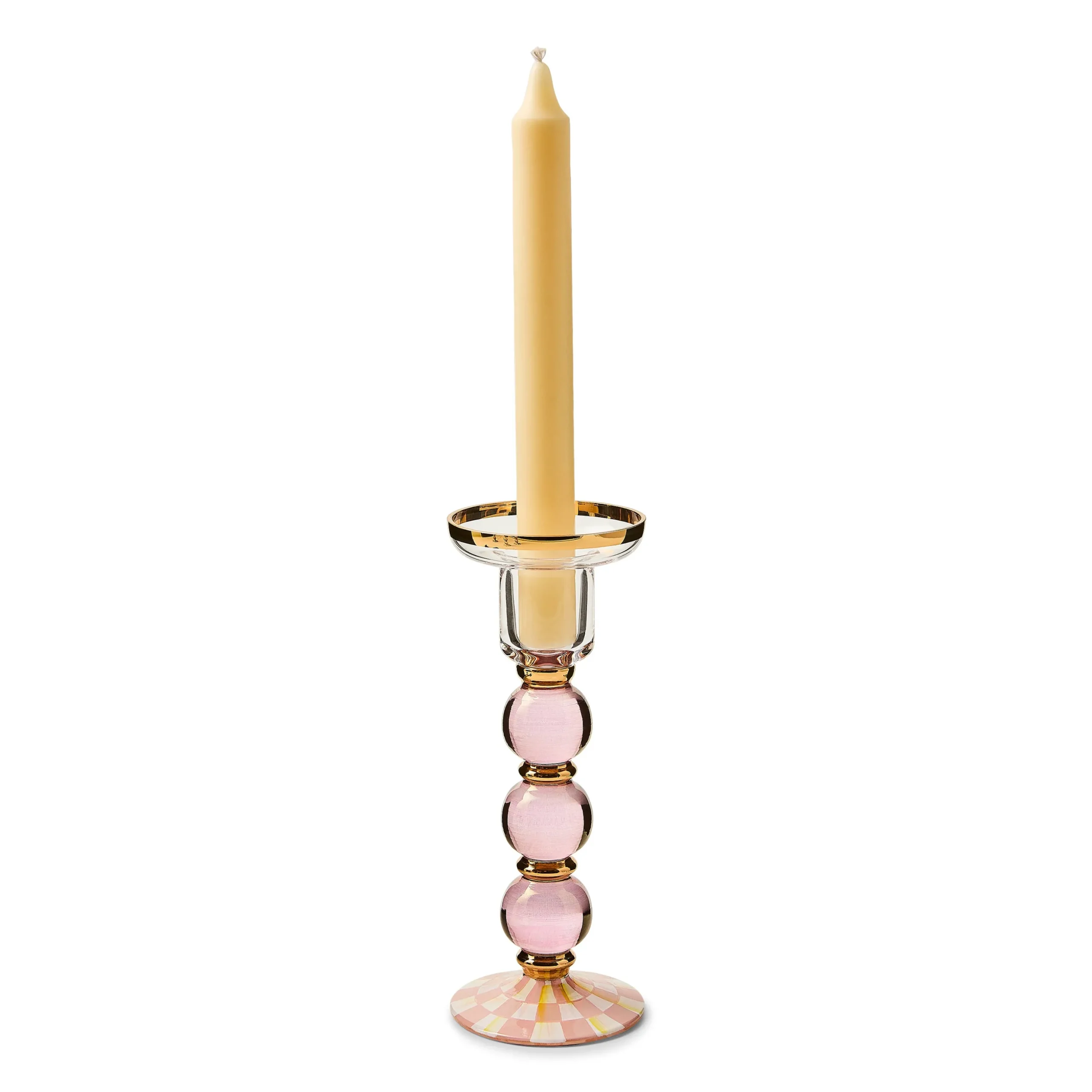 Rosy Check Large Glass Candlestick
