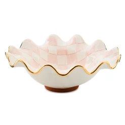 Rosy Check Medium Ceramic Fluted Serving Bowl