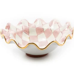 Rosy Check Medium Ceramic Fluted Serving Bowl