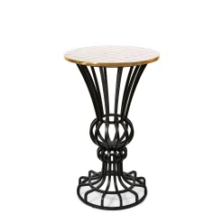Rosy Check Pedestal Accent Table
