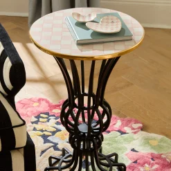 Rosy Check Pedestal Accent Table