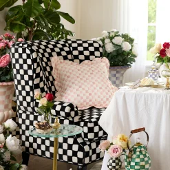 Rosy Check Reversible Scalloped Throw Pillow