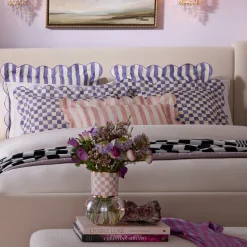 Rosy Check Reversible Scalloped Lumbar Throw Pillow