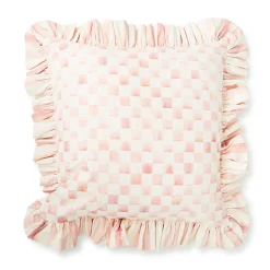 Rosy Check Ruffle Throw Pillow