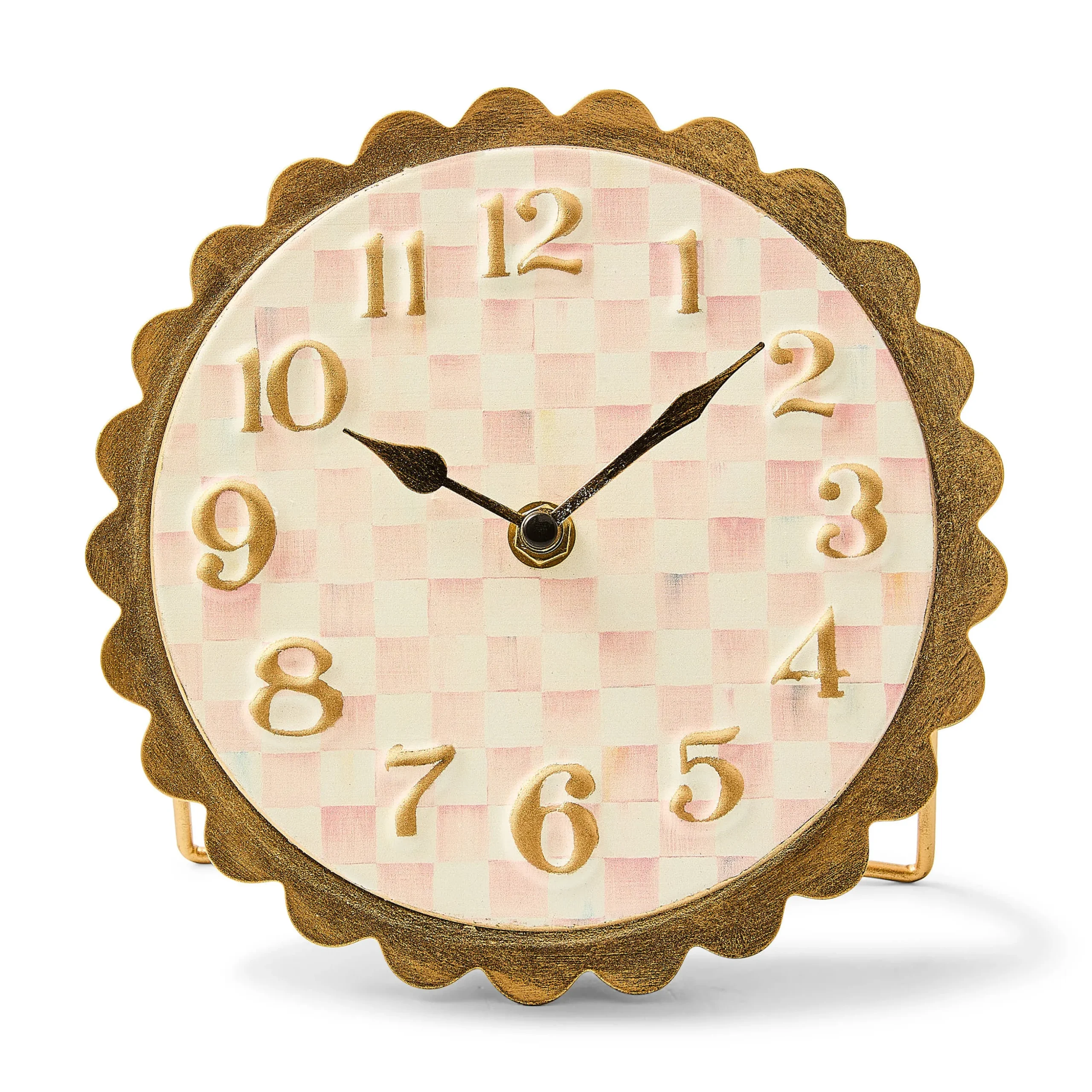 Rosy Check Scalloped Desk Clock