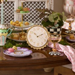 Rosy Check Scalloped Desk Clock