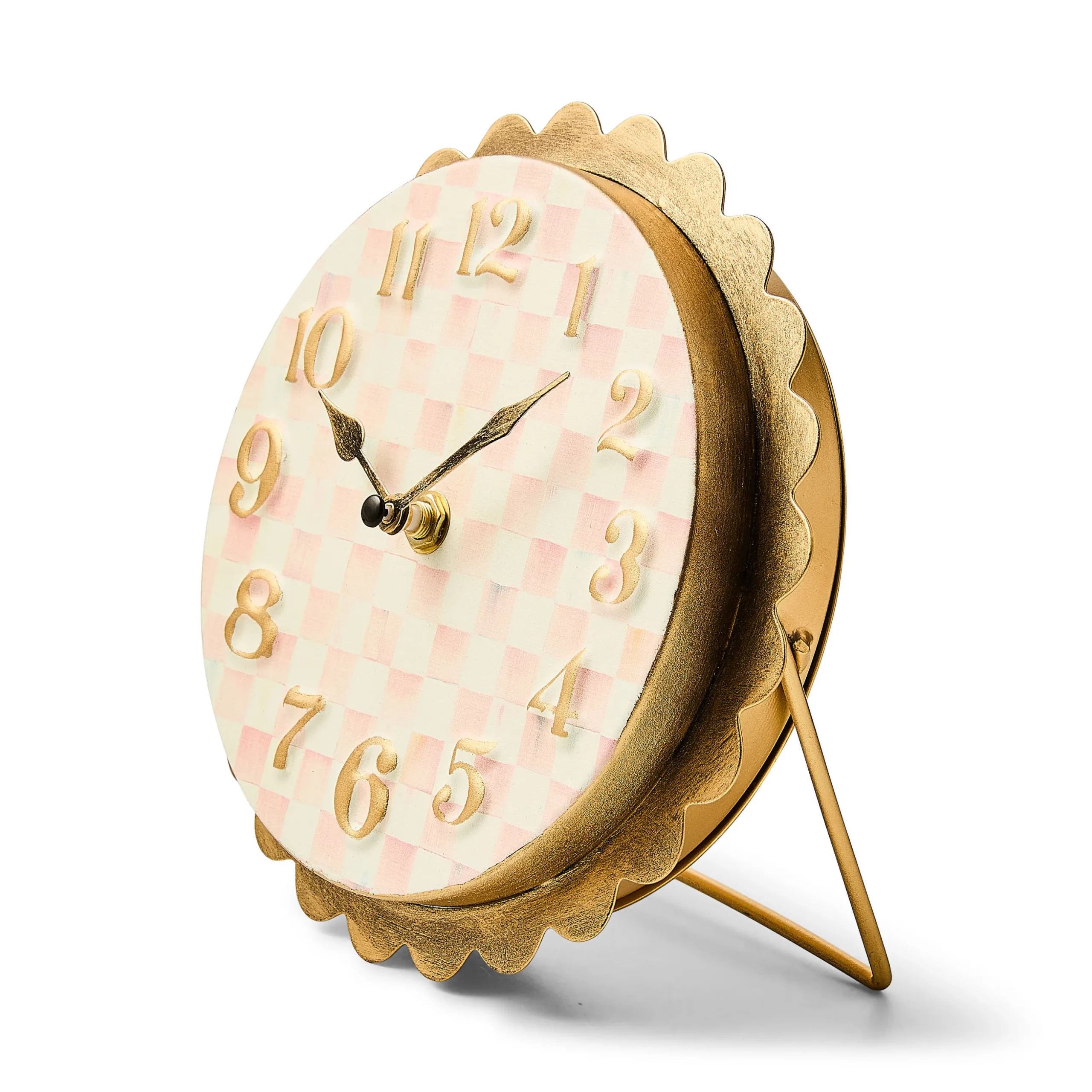Rosy Check Scalloped Desk Clock