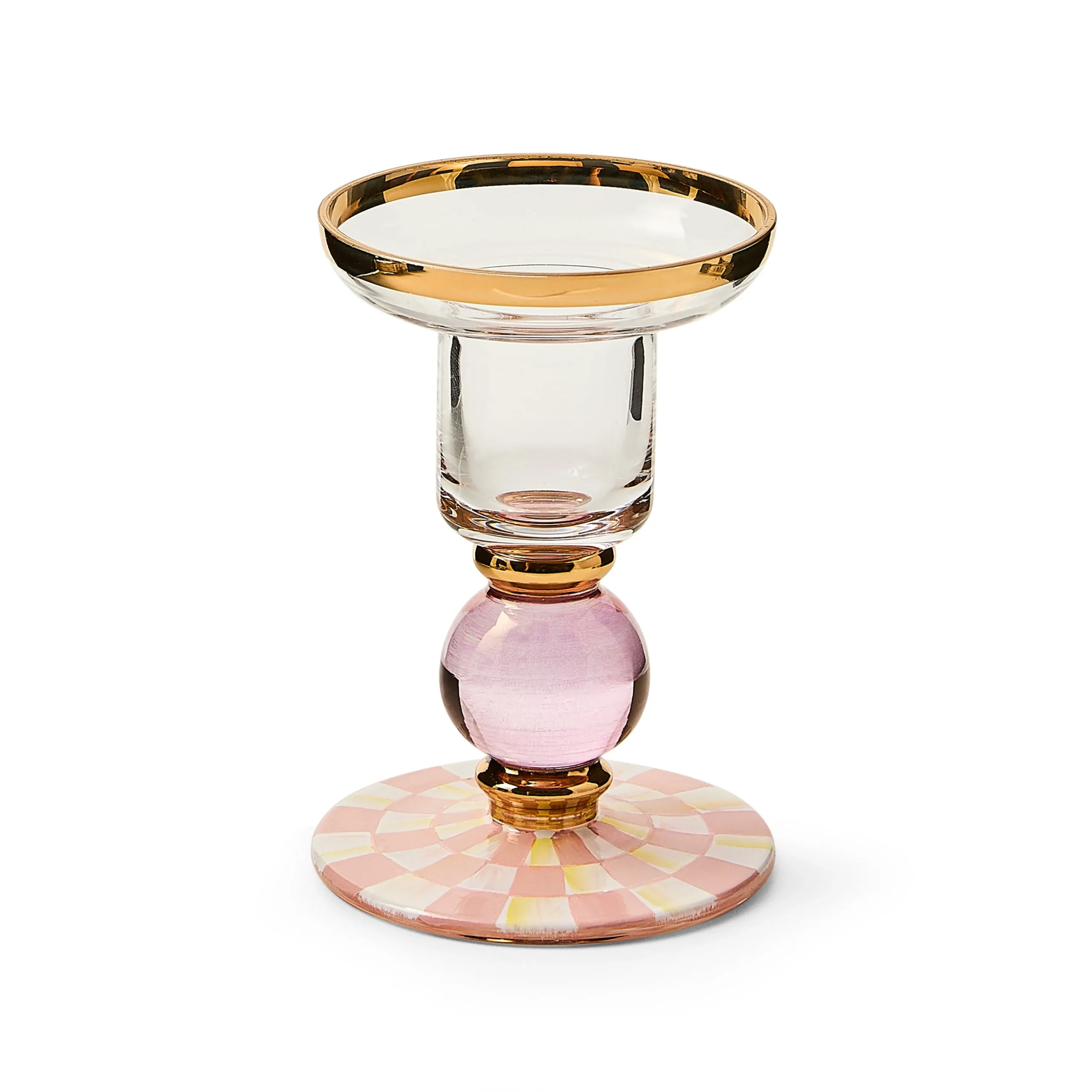 Rosy Check Small Glass Candlestick