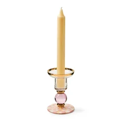 Rosy Check Small Glass Candlestick