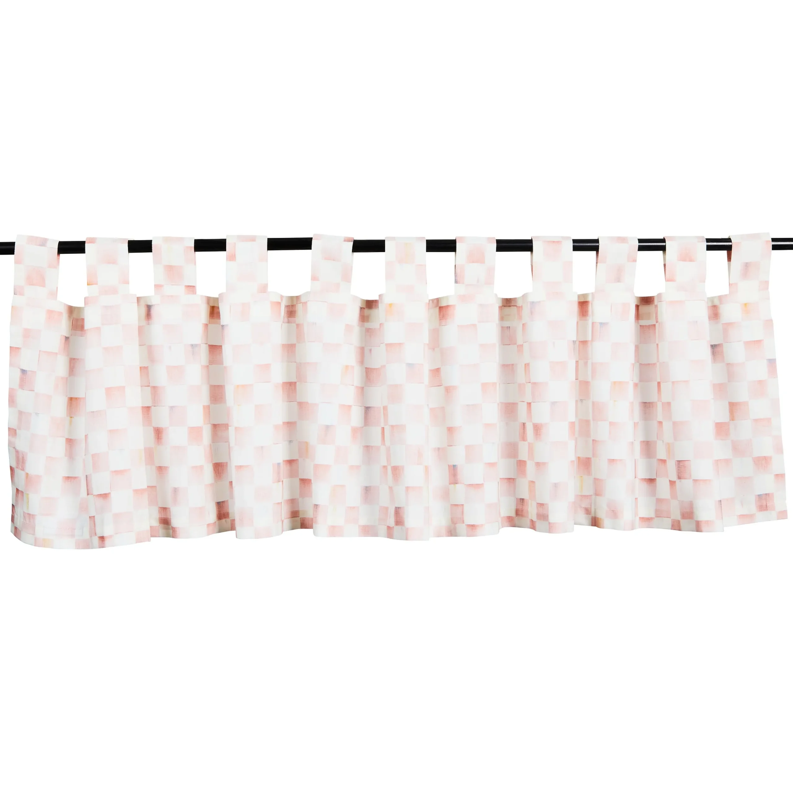 Rosy Check Tab Top Valance