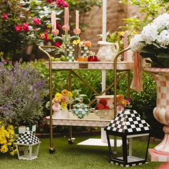 Rosy Check 2-Tier Kitchen Cart