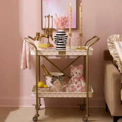 Rosy Check 2-Tier Kitchen Cart