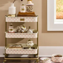 Rosy Check 3-Tier Kitchen Cart