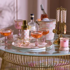Rosy Check Tumbler Glass, Set of 2