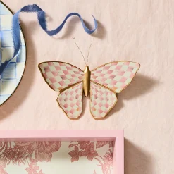 Rosy Check Wall Decor Butterfly Duo
