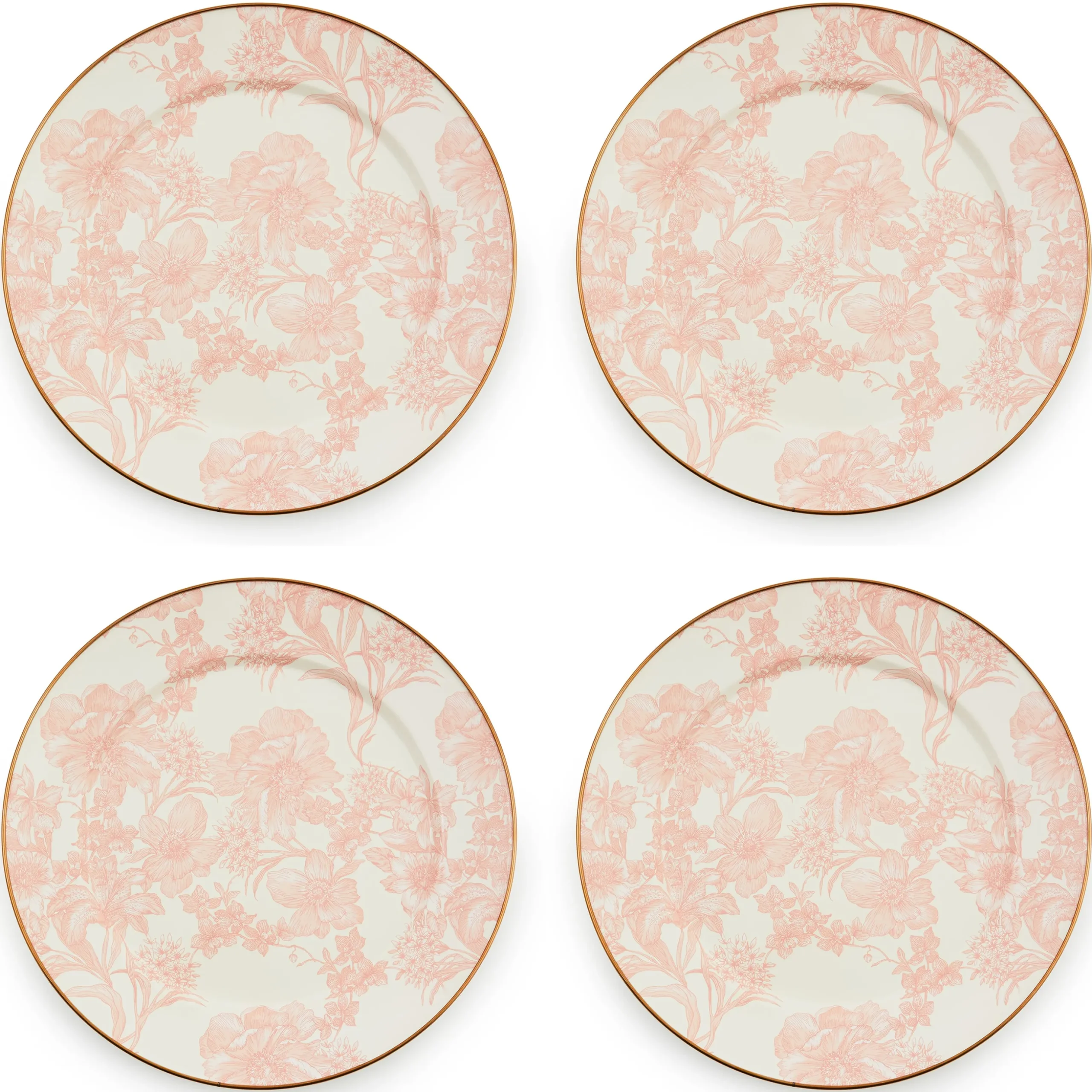 Rosy English Garden Chargers, Set of 4