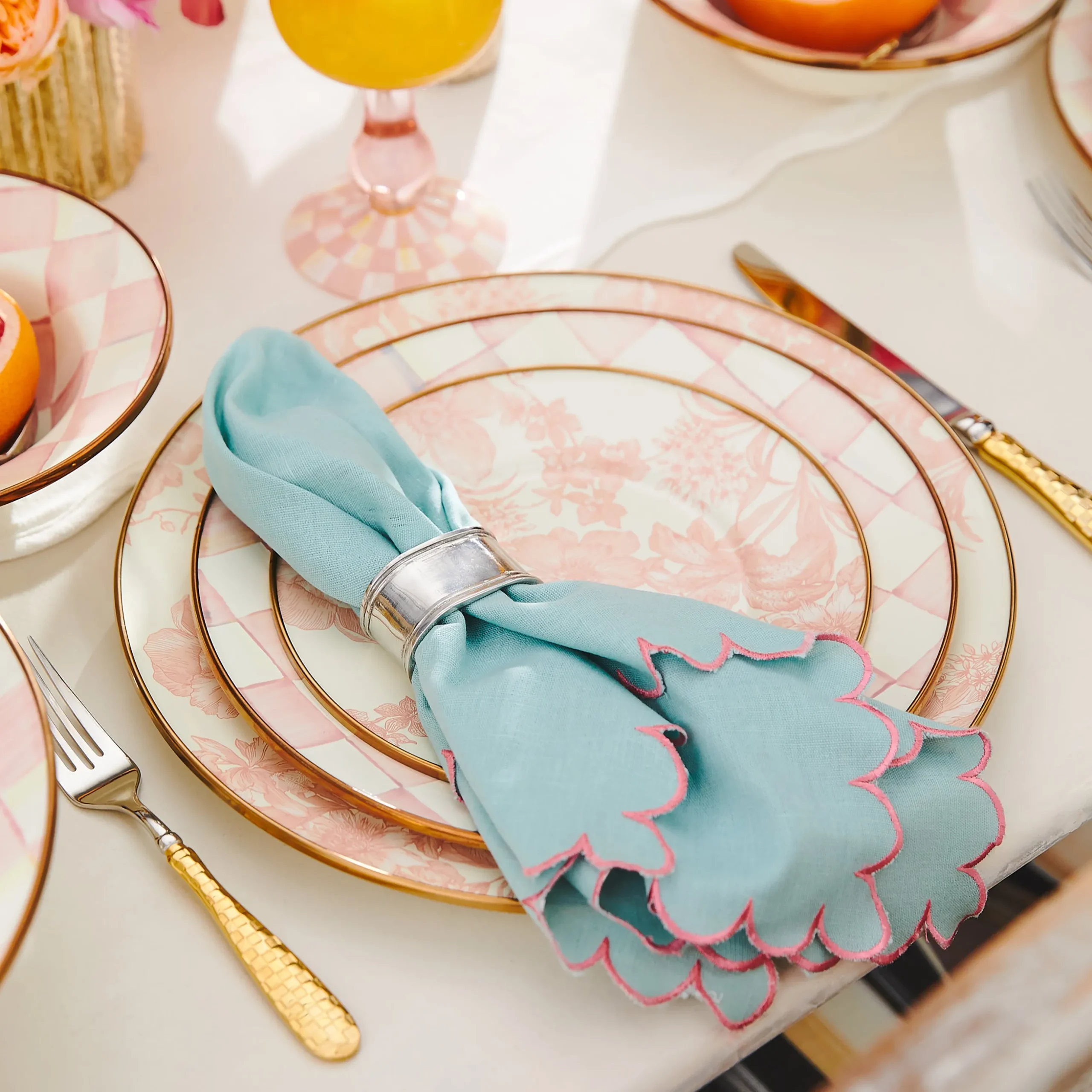 Rosy English Garden Chargers, Set of 4