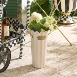 Rosy Stripe Flower Buckets, Set of 3