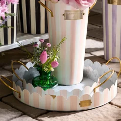 Rosy Stripe Serving Trays, Set of 2