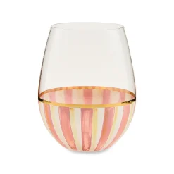 Rosy Stripe Stemless Wine Glass