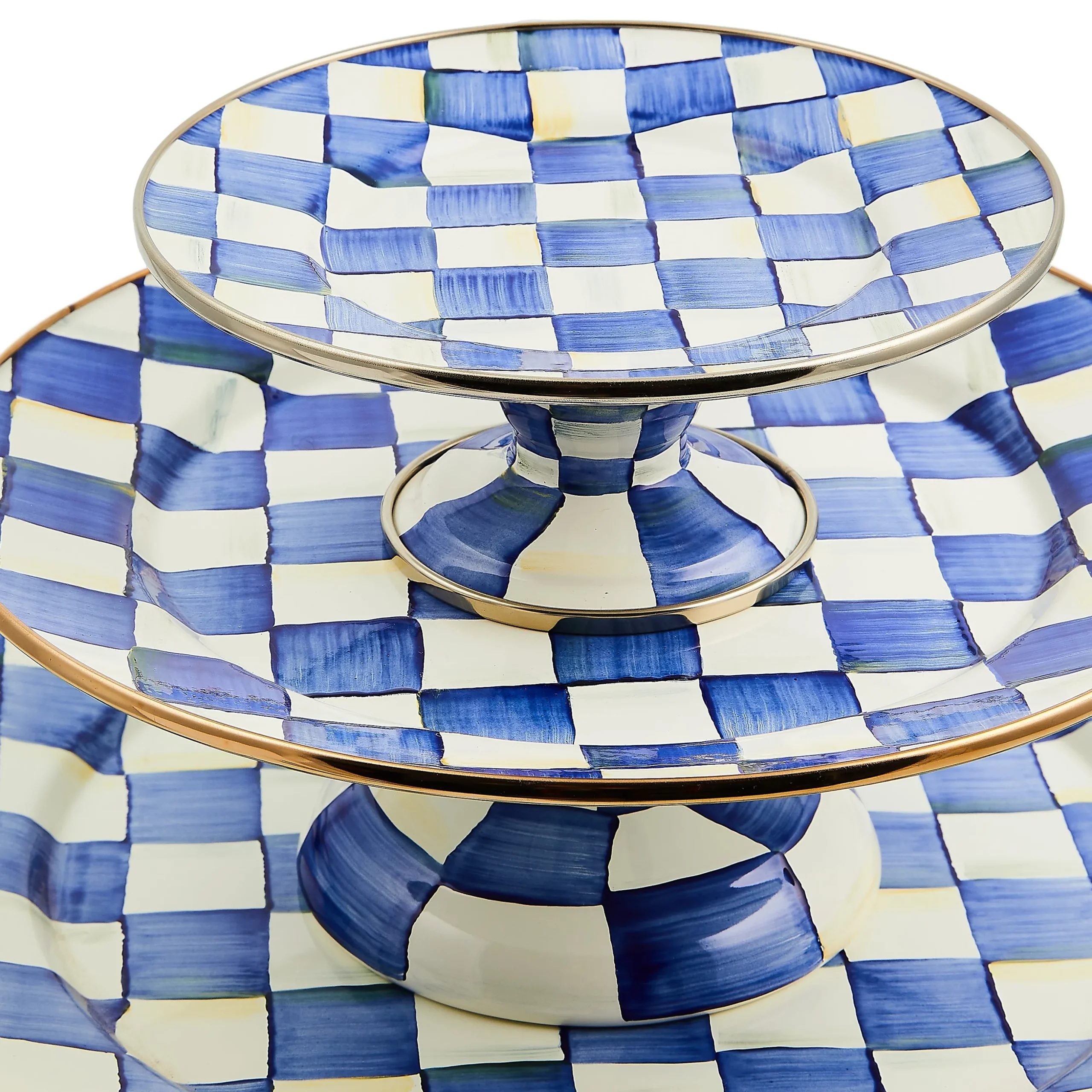 Royal Check Large Pedestal Platter