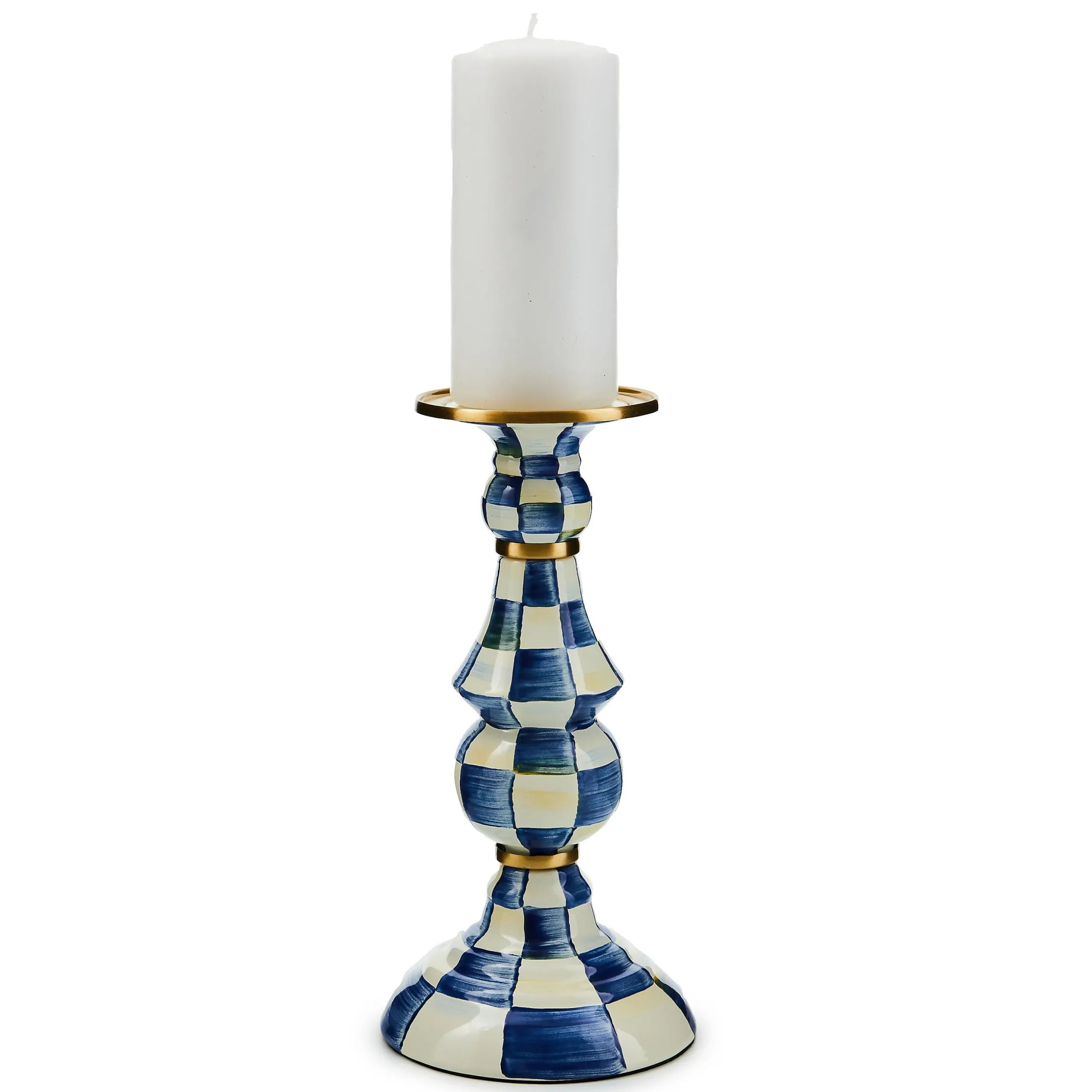 Royal Check Large Pillar Candlestick