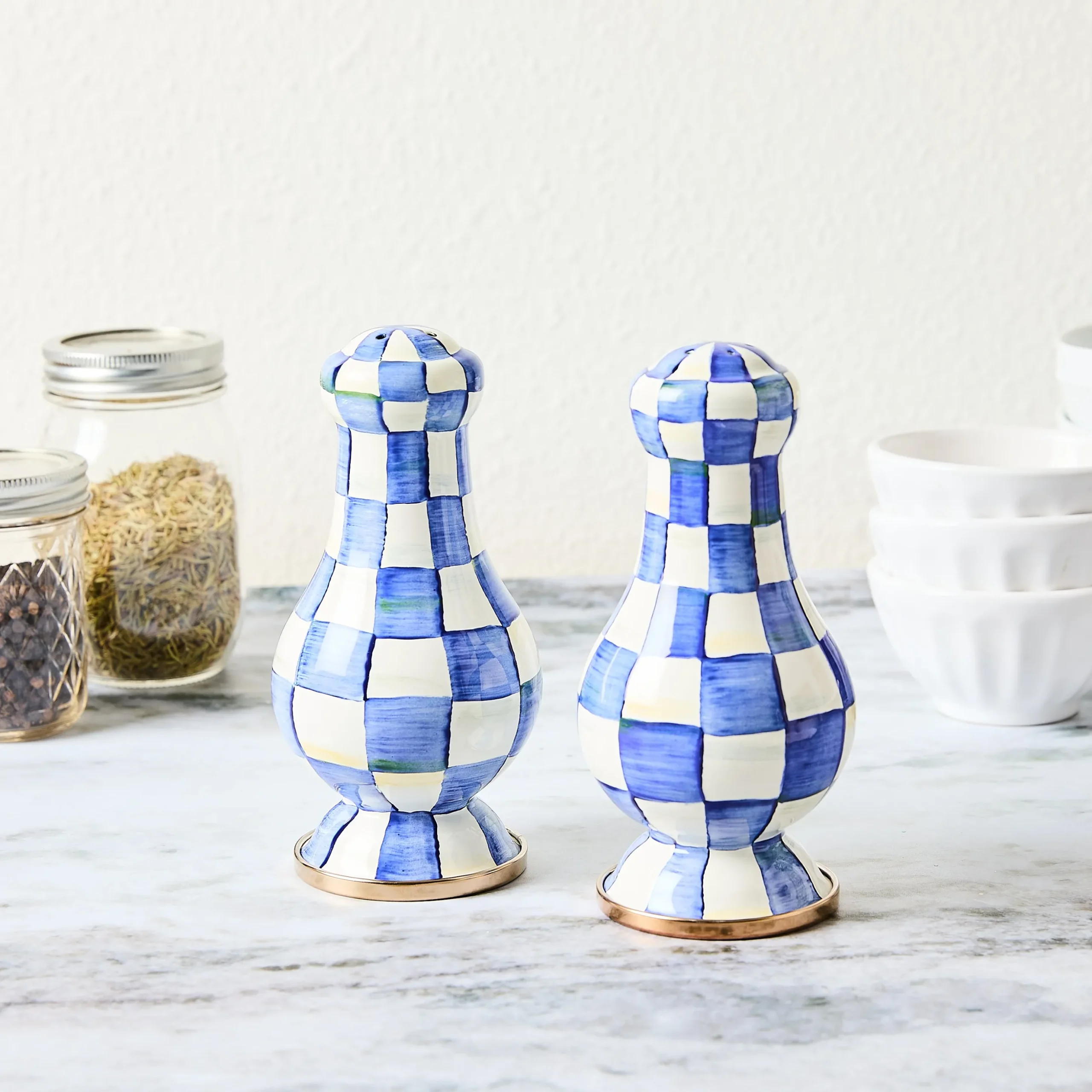 Royal Check Large Salt & Pepper Shakers