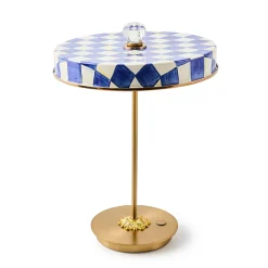 Royal Check LED Rechargeable Disk Table Lamp
