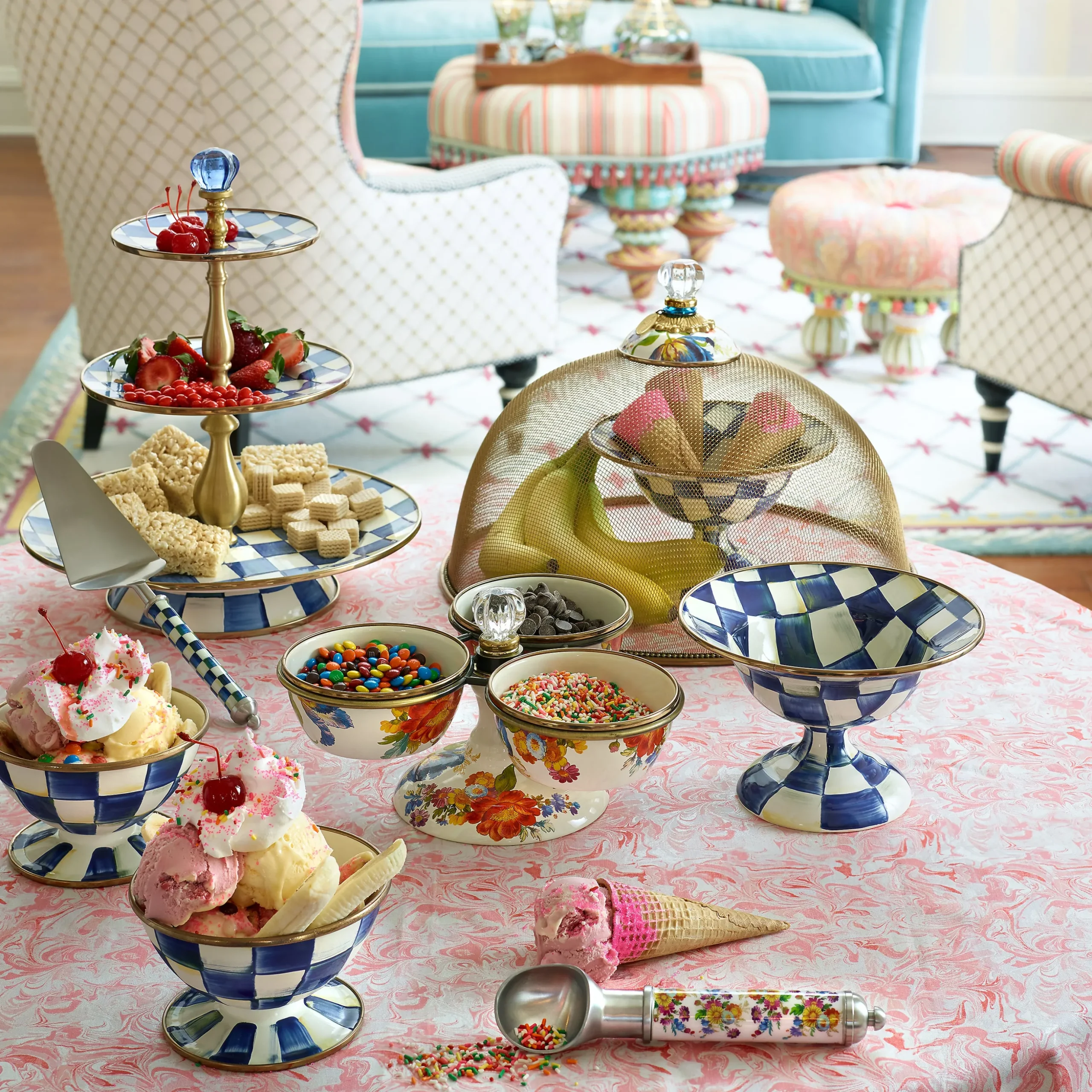 Royal Check Three Tier Sweet Stand