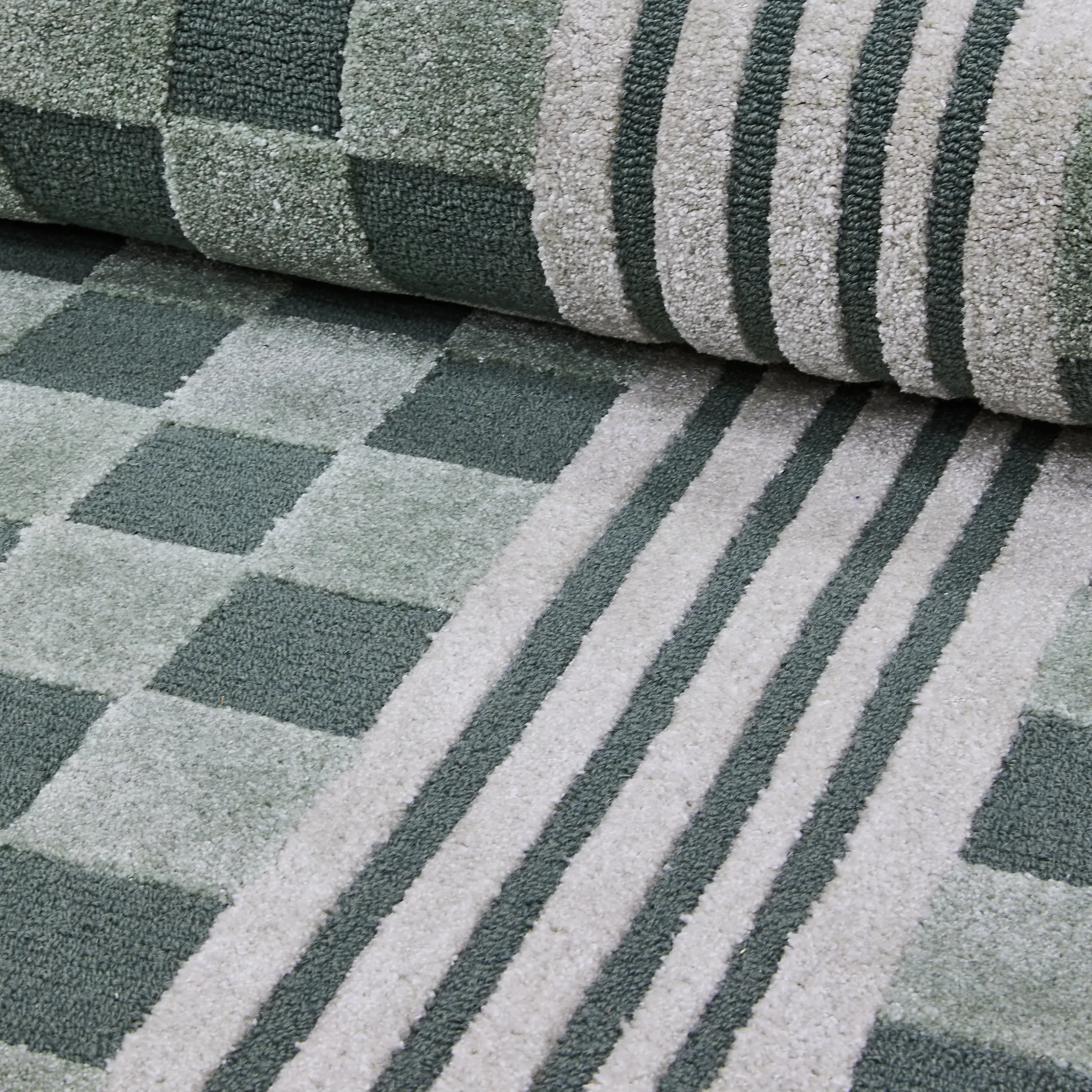 Sage Green Tonal Check 2'6" x 8' Rug