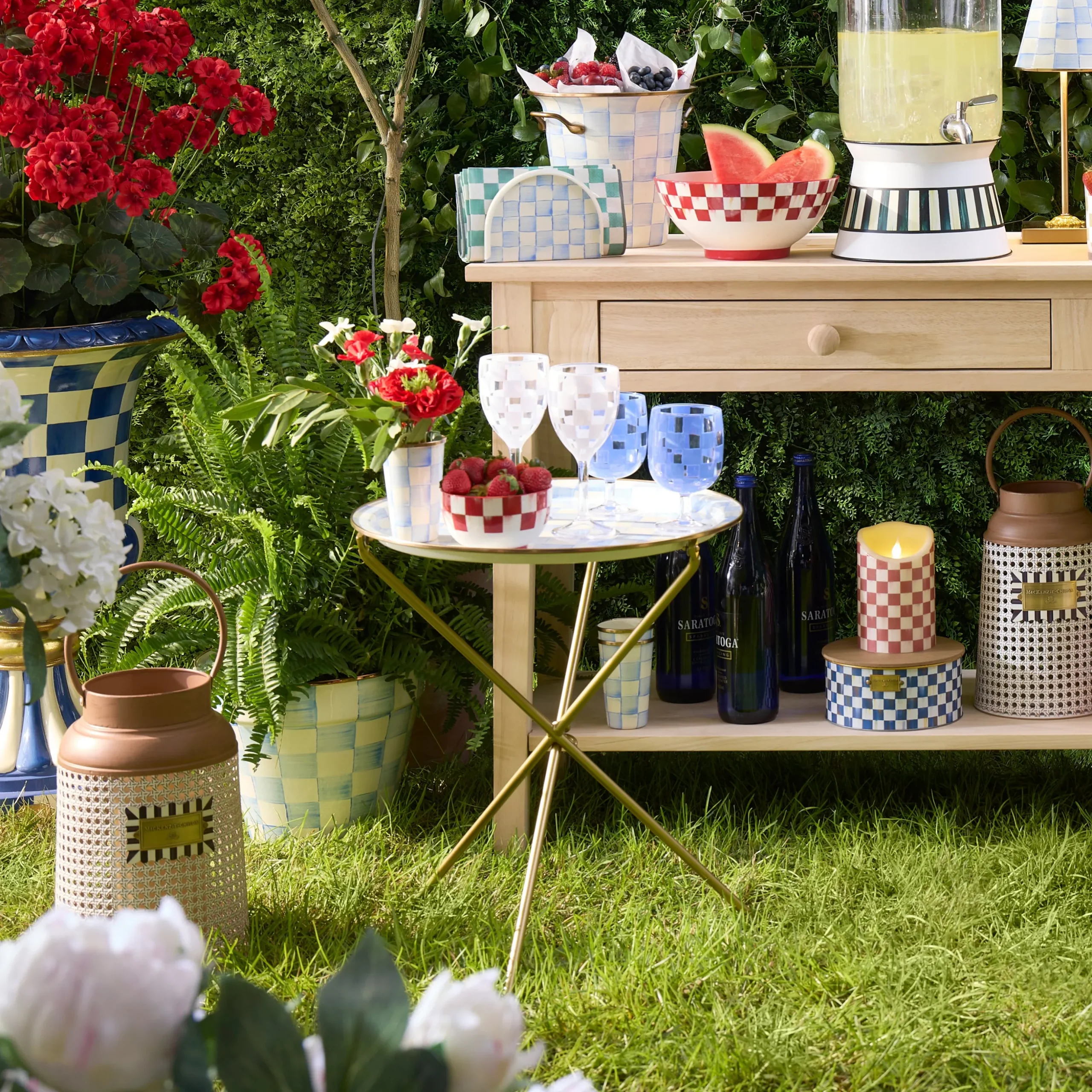 Sky Check Enamel Tilt Accent Table
