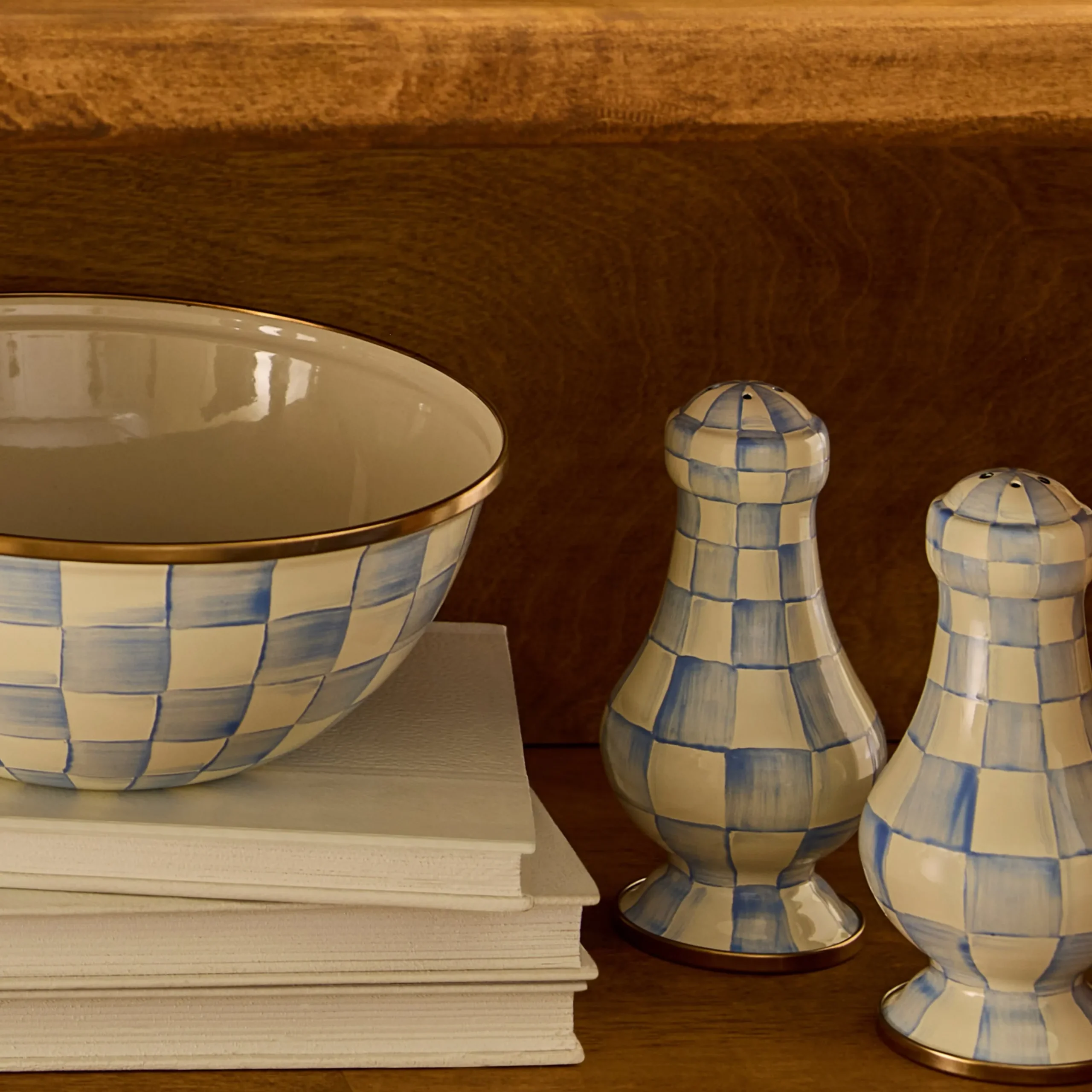 Sky Check Large Salt & Pepper Shakers