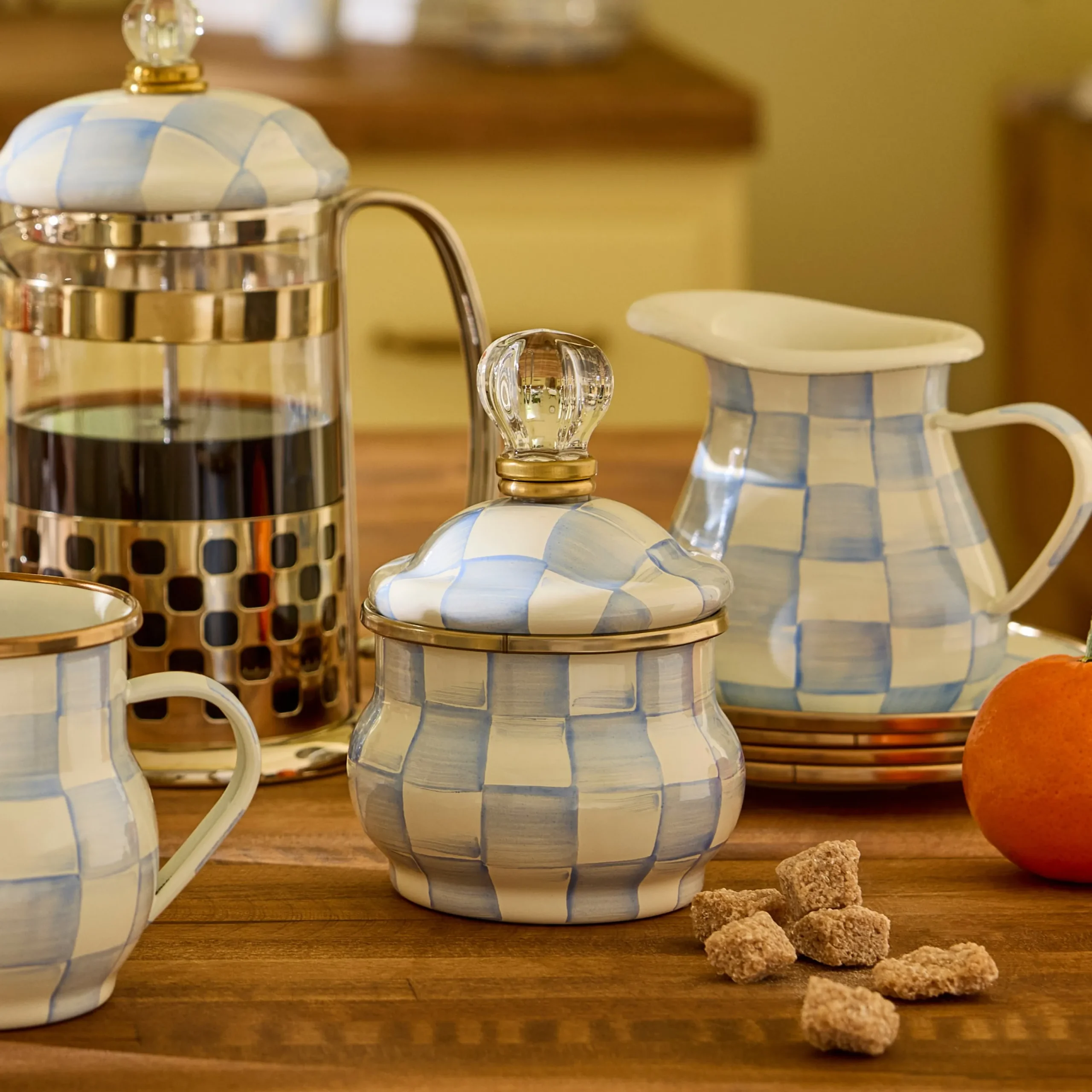 Sky Check Lidded Sugar Bowl